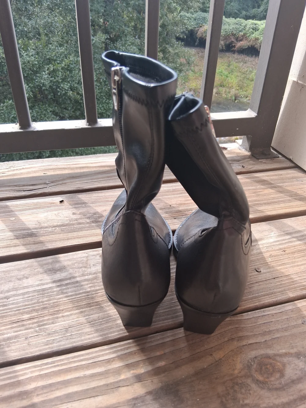 Dolce Vita Black Leather Pointed Toe Block Heel Ankle Boots